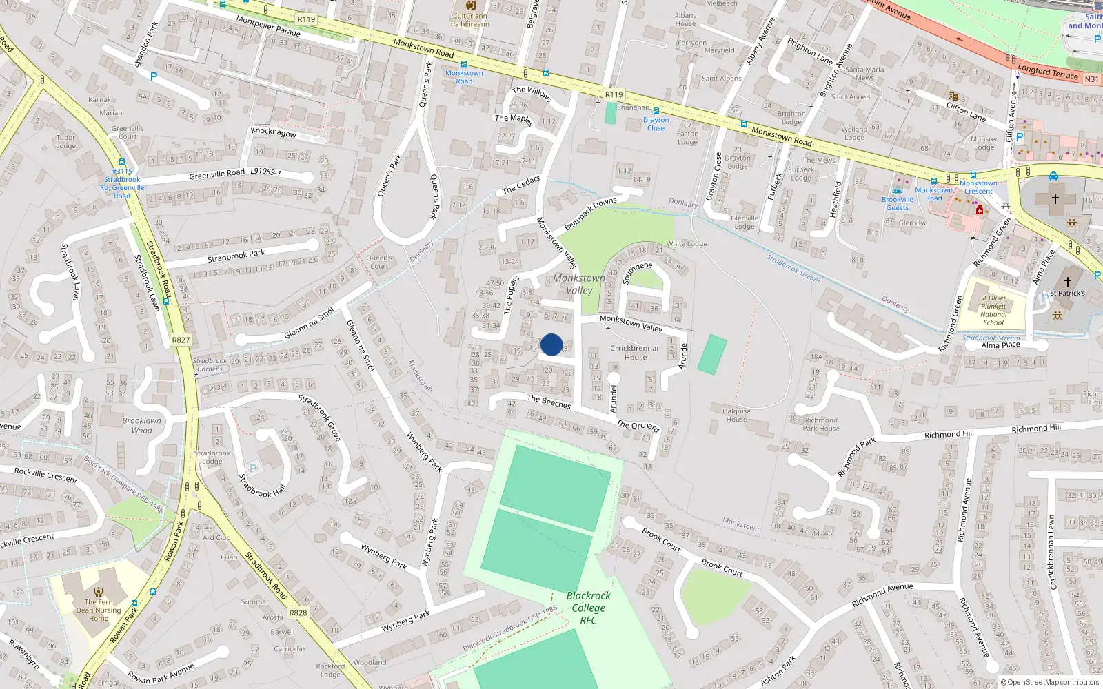 Overhead map showing the location of Apartment 16 the Beeches, Elmfield, 16 The Beeches, Leopardstown