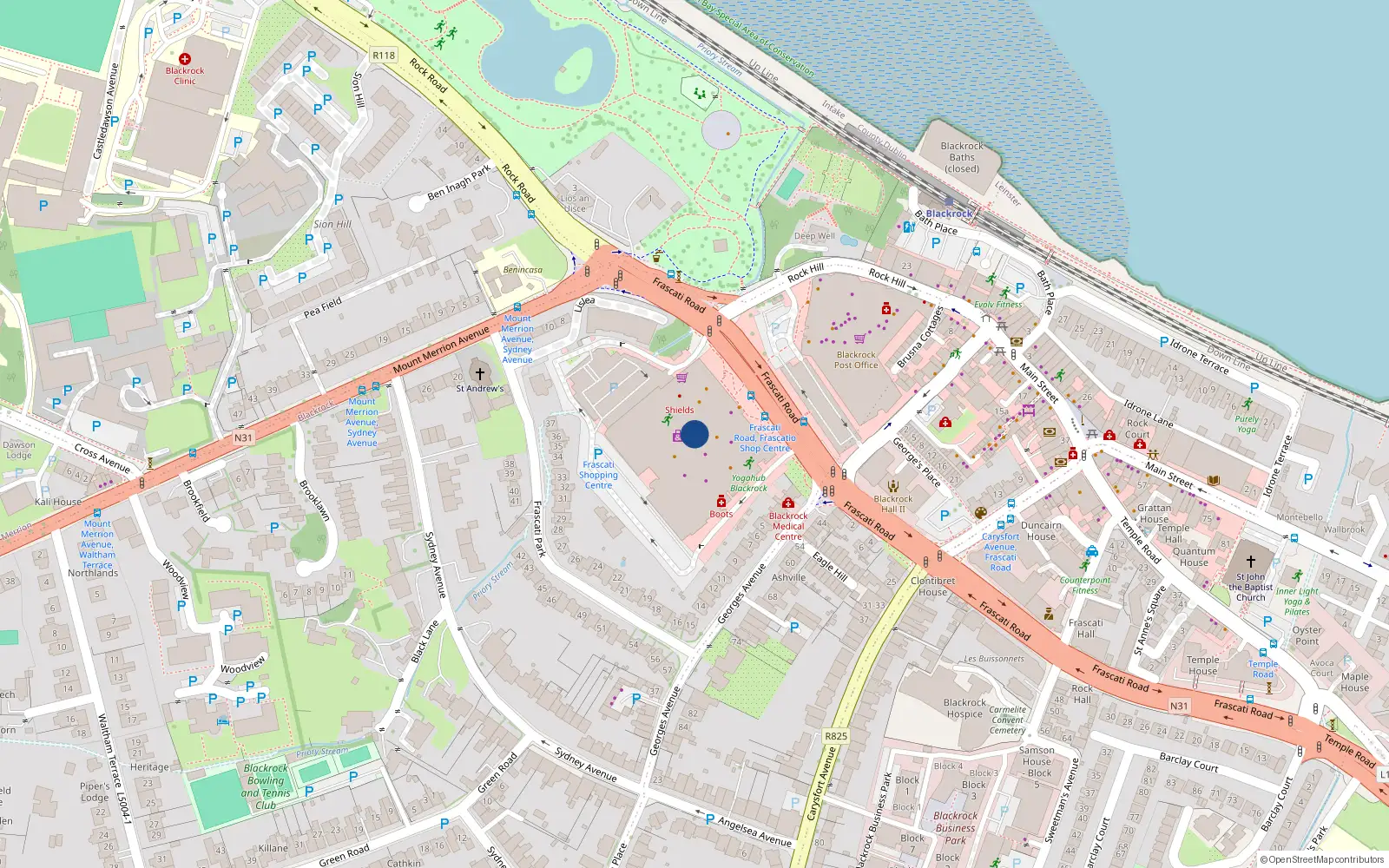 Overhead map showing the location of Apartment 17 Alto Frascati, Frascati Road, Blackrock
