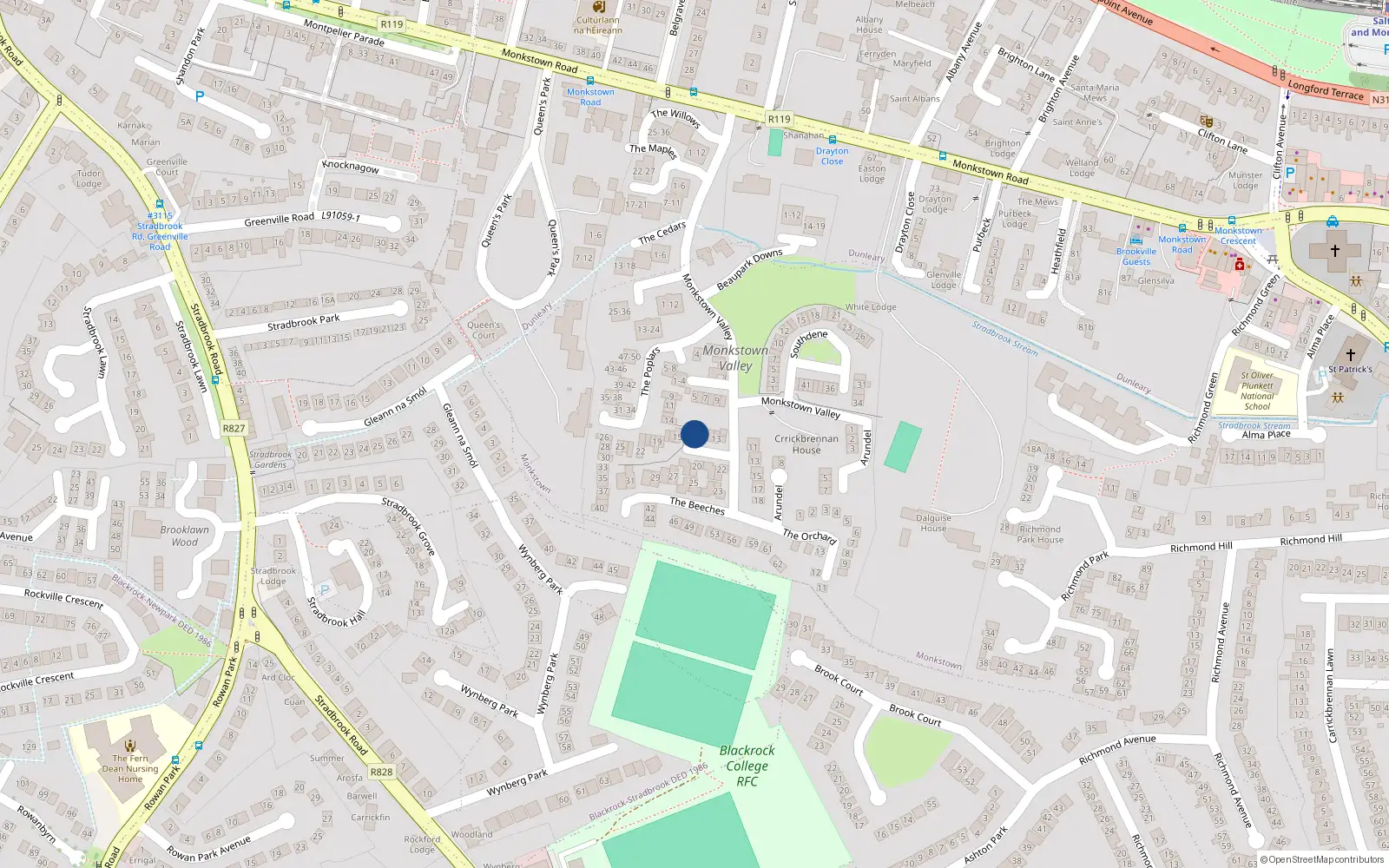 Overhead map showing the location of Apartment 17 the Beeches, Elmfield, 17 The Beeches, Monkstown