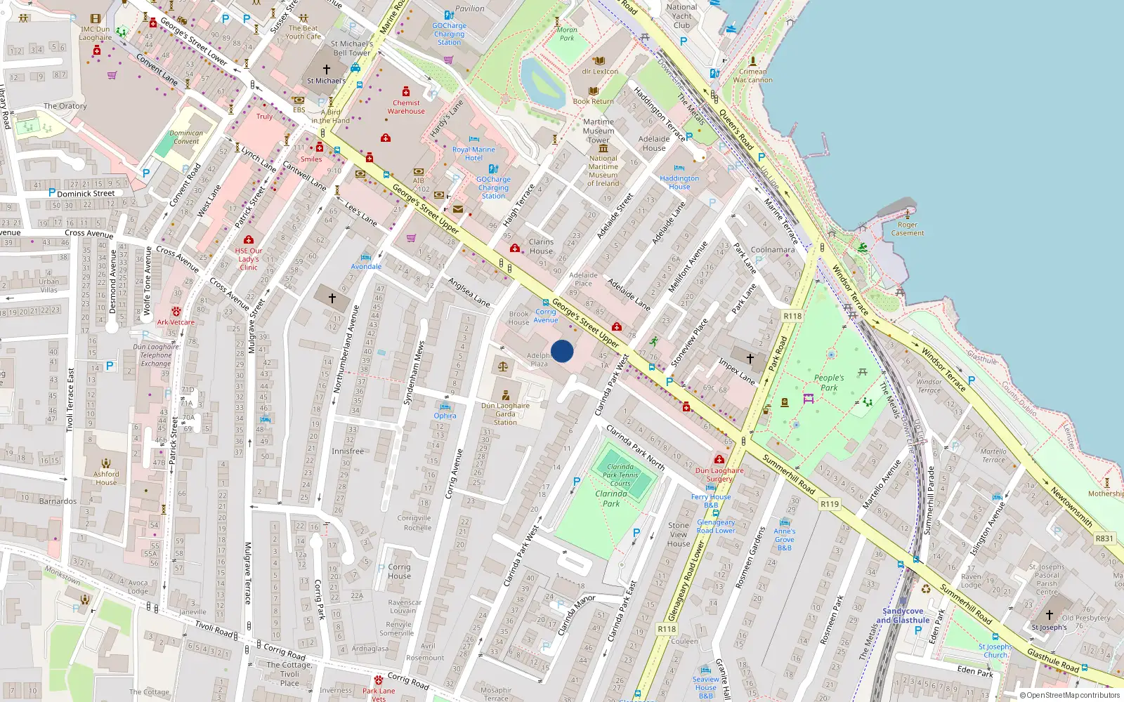Overhead map showing the location of Apartment 19, George's Street Upper, Dun Laoghaire