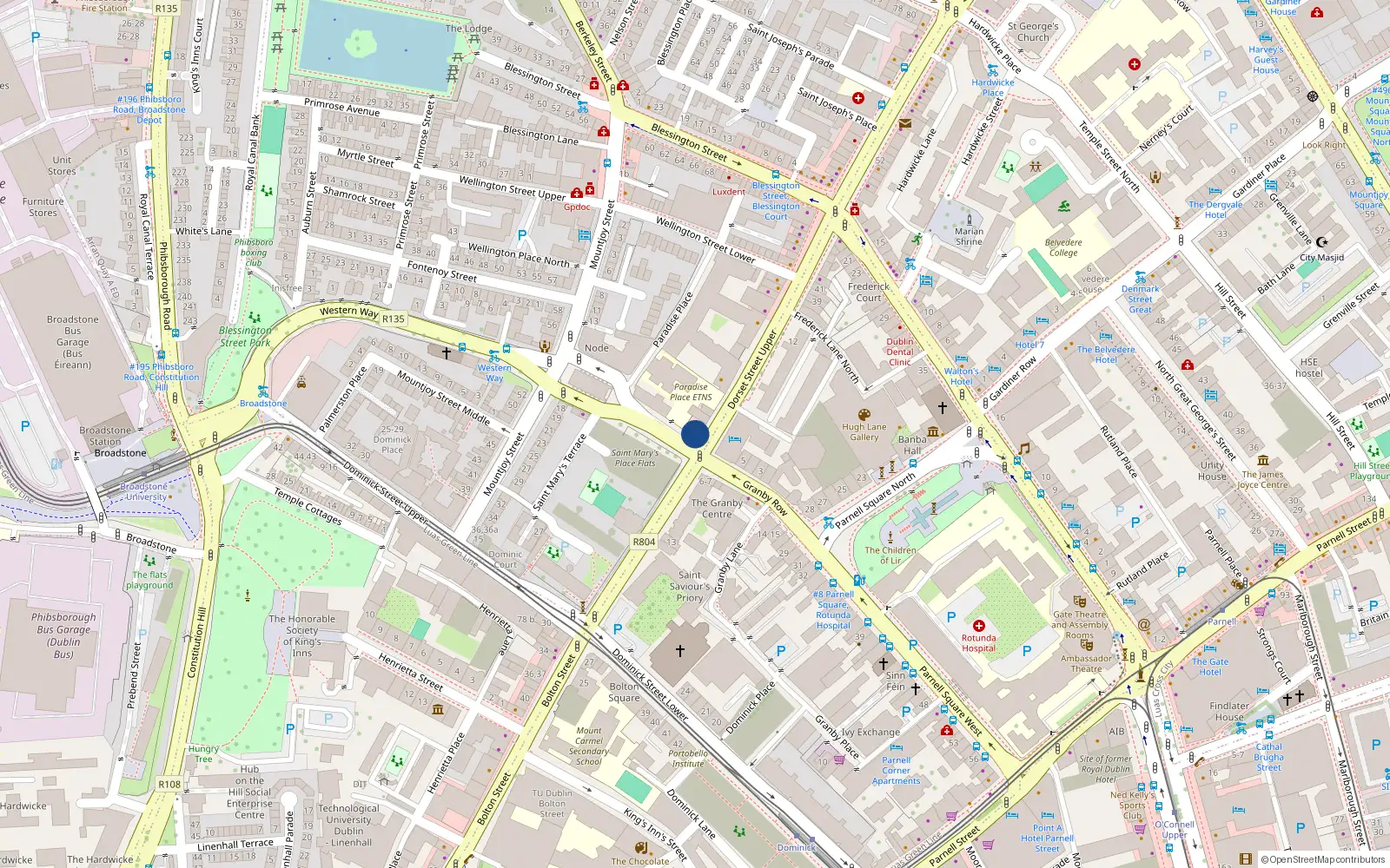 Overhead map showing the location of Apartment 2, 121 Dorset Street Upper, Dublin 1