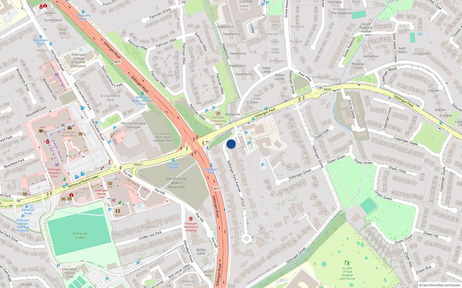 Overhead map showing the location of Apartment 2 Amberley Court, Stillorgan Park Avenue, Stillorgan