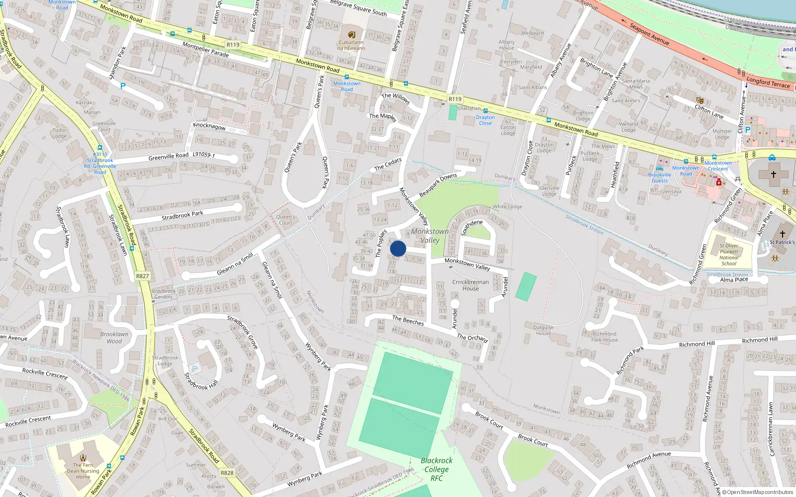 Overhead map showing the location of Apartment 2 Leona Block, Honeypark, Dun Laoghaire