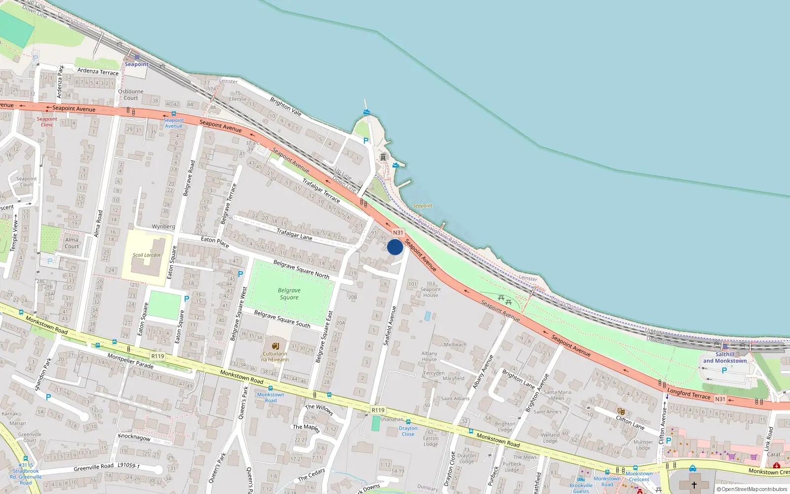 Overhead map showing the location of Apartment 2, Seafield House, Monkstown