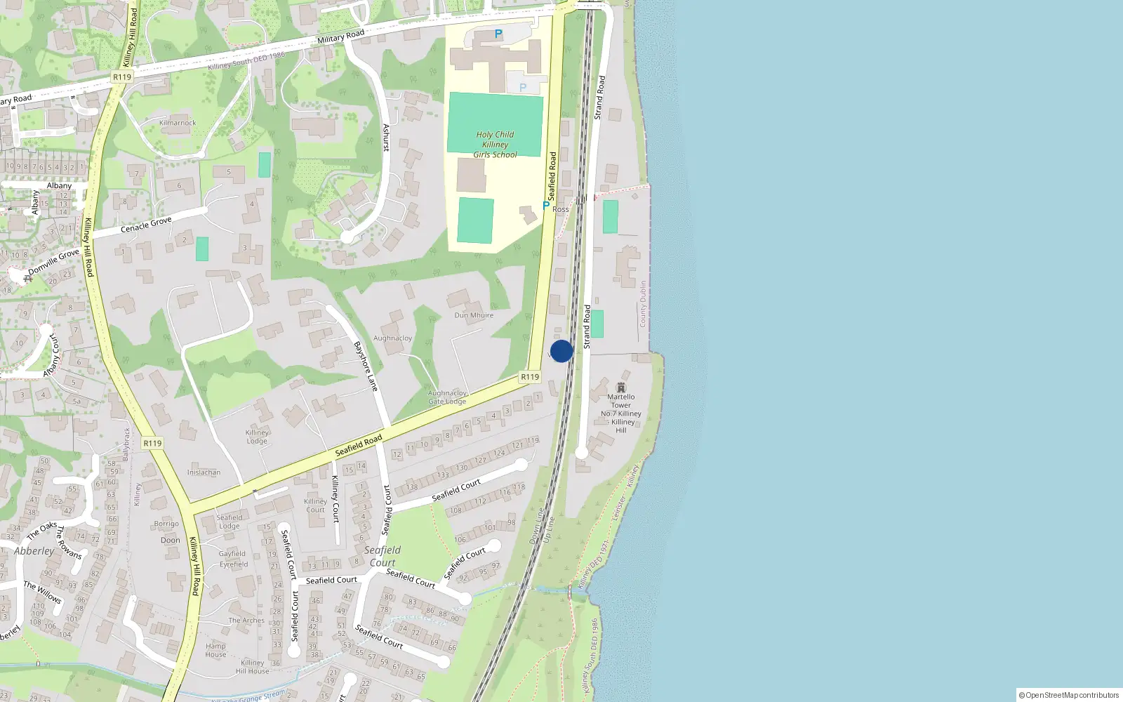 Overhead map showing the location of Apartment 2, Seafield Road, Killiney