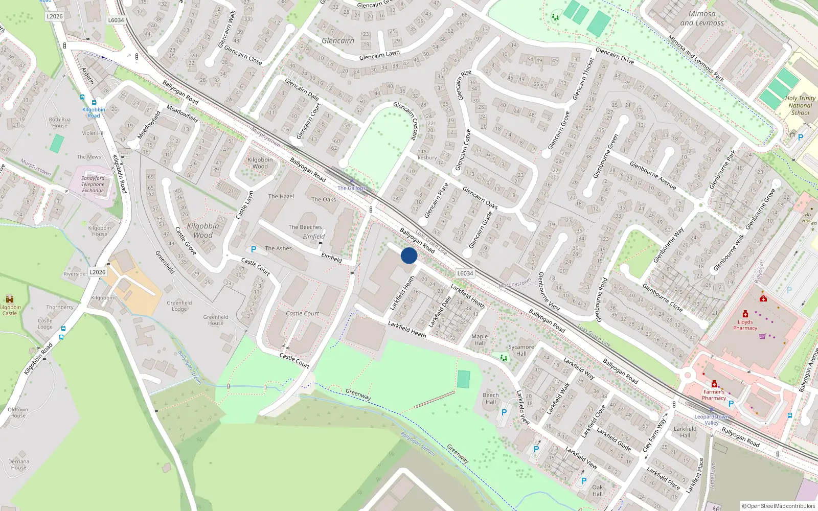 Overhead map showing the location of Apartment 20, Whitebeam Hall, Clay Farm