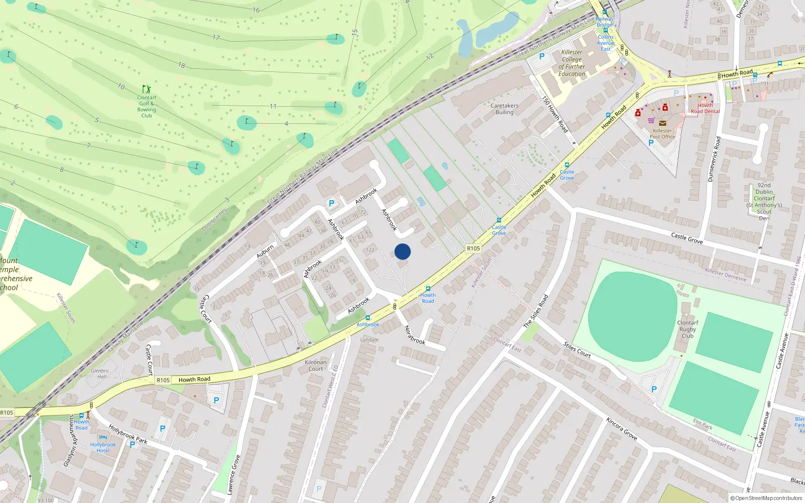 Overhead map showing the location of Apartment 204 Ashbrook, Howth Road, 204 Ashbrook, Clontarf