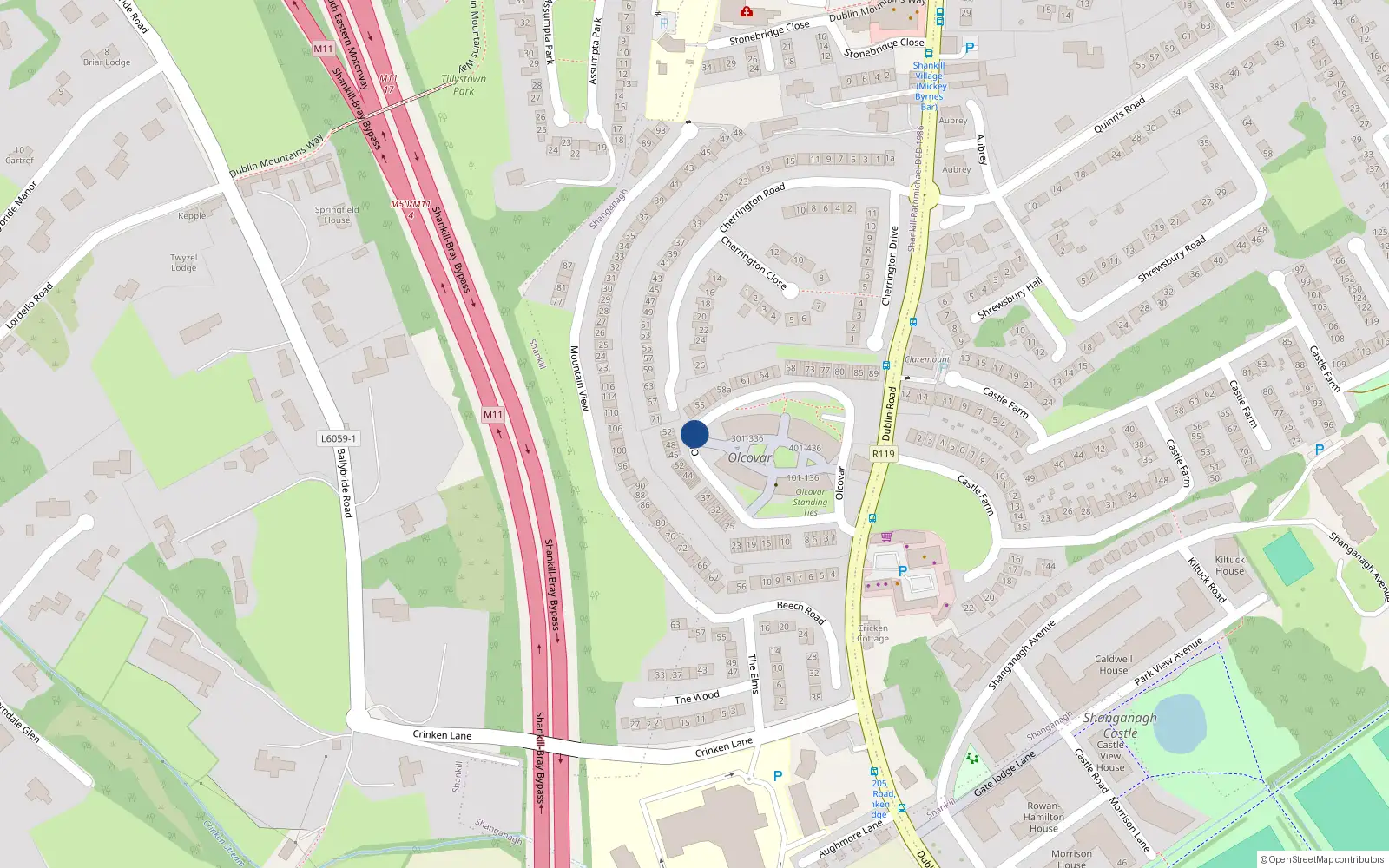 Overhead map showing the location of Apartment 217, Olcovar, Shankill