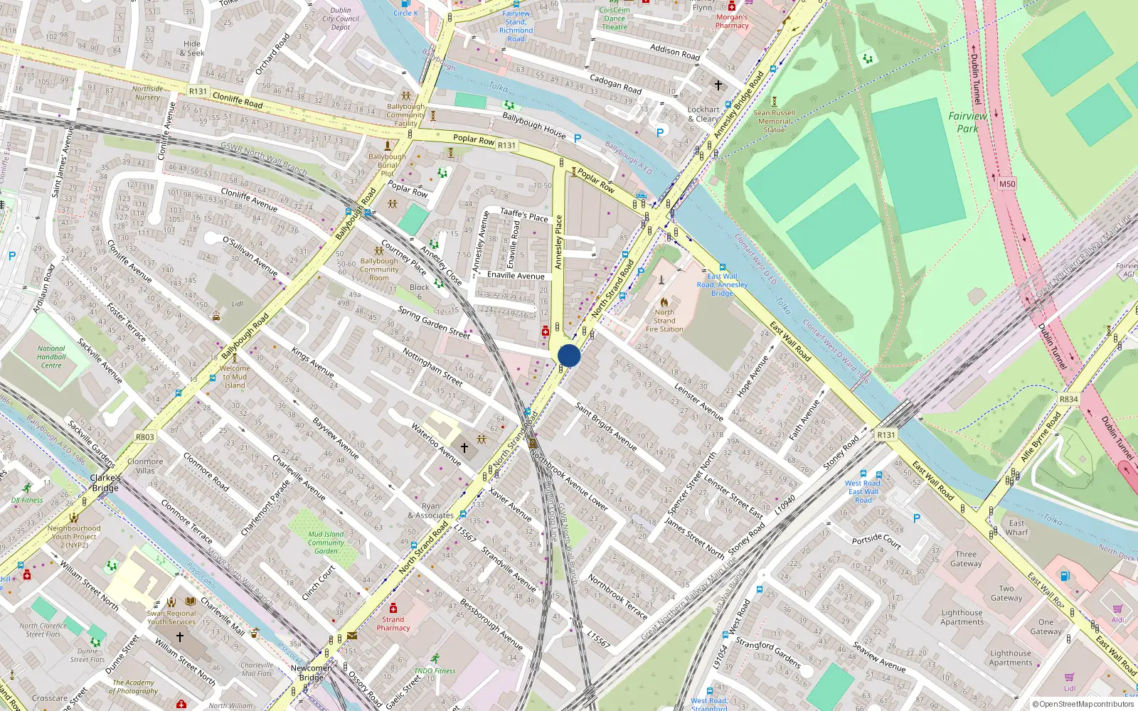 Overhead map showing the location of Apartment 22, 149 North Strand Road, Dublin 3