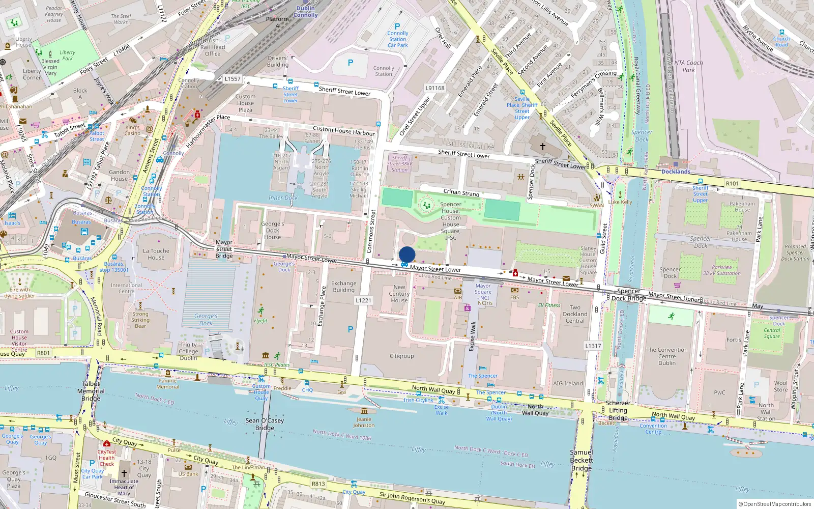 Overhead map showing the location of Apartment 23 Gandon House, Custom House Square, Ifsc