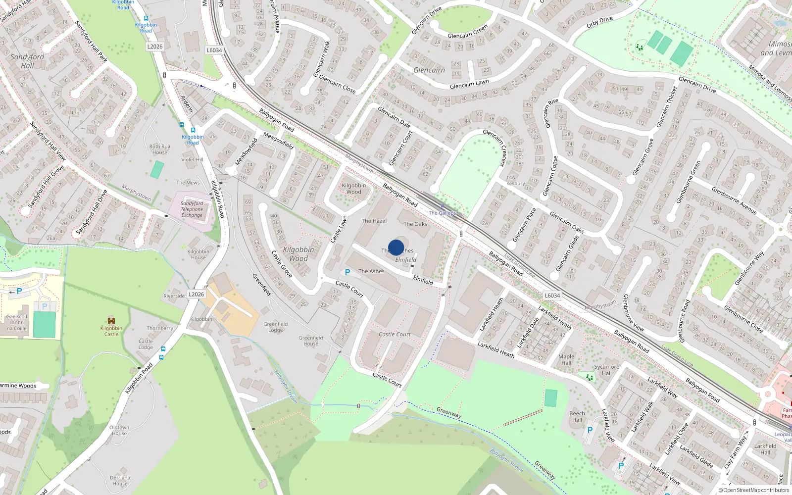 Overhead map showing the location of Apartment 23 the Sycamore, Elmfield, Leopardstown