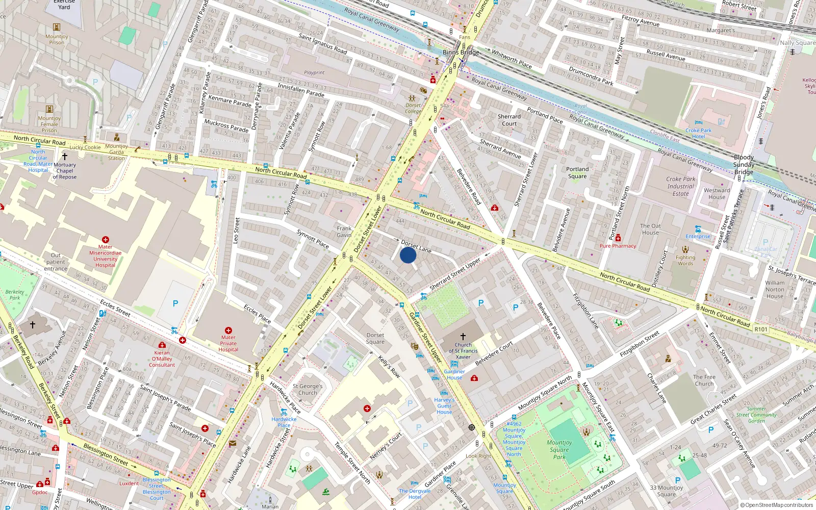 Overhead map showing the location of Apartment 26 Dorset Square, Dublin 1, 26 Dorset Lane, North Inner City
