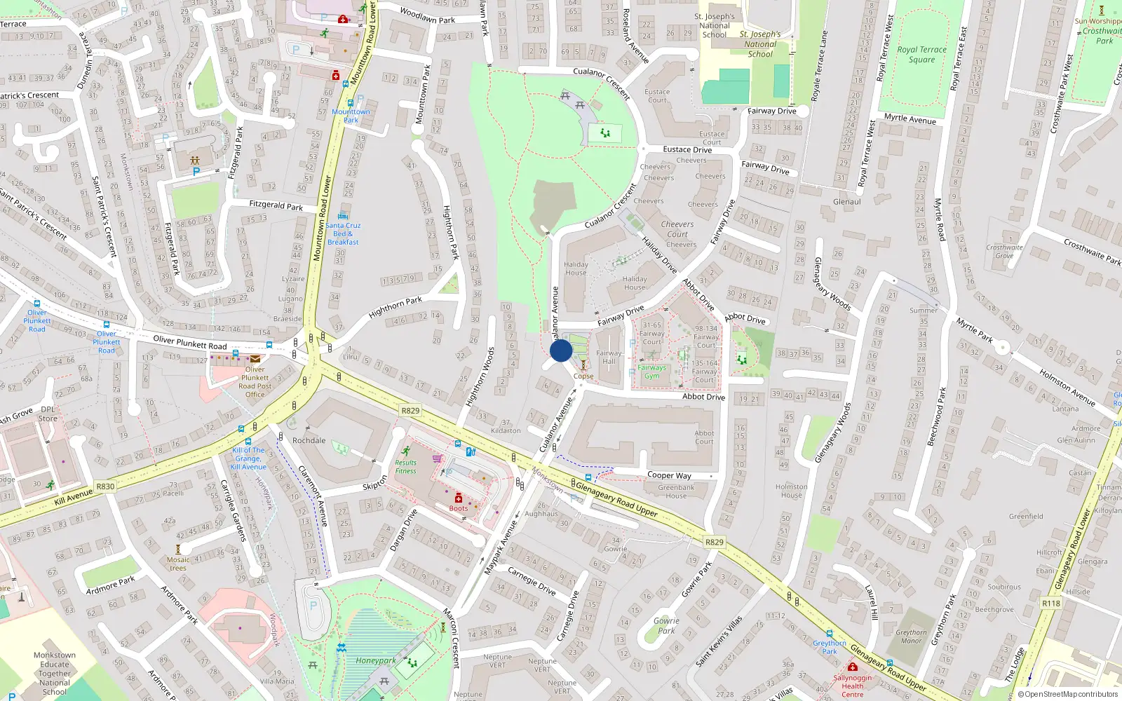 Overhead map showing the location of Apartment 26, Greenbank House, Cualanor Avenue, Cualanor