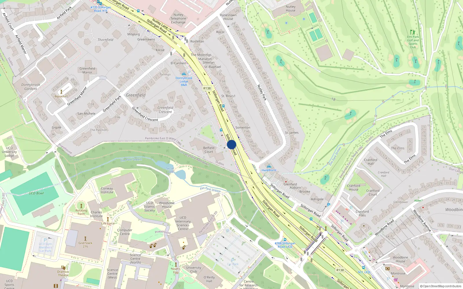 Overhead map showing the location of Apartment 2A Belfield Court, Stillorgan Road, Priesthouse