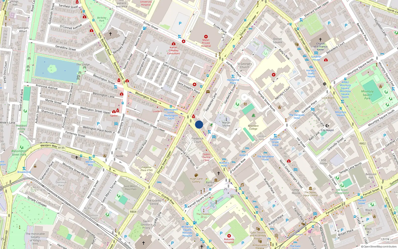Overhead map showing the location of Apartment 3, 16 Frederick Street North, Dublin 1
