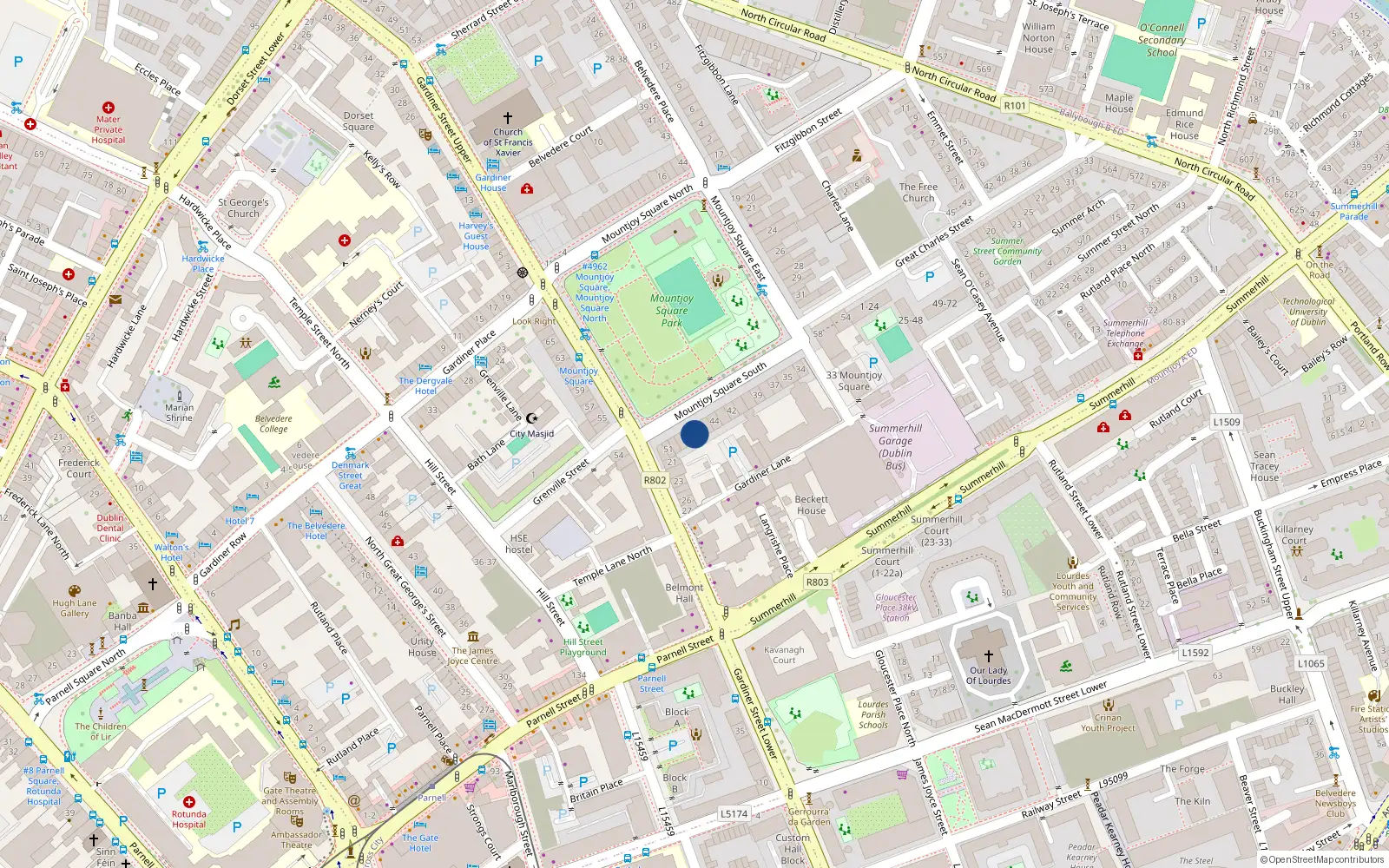 Overhead map showing the location of Apartment 3, 47 Mountjoy Square, Dublin 1, D01 C6t4
