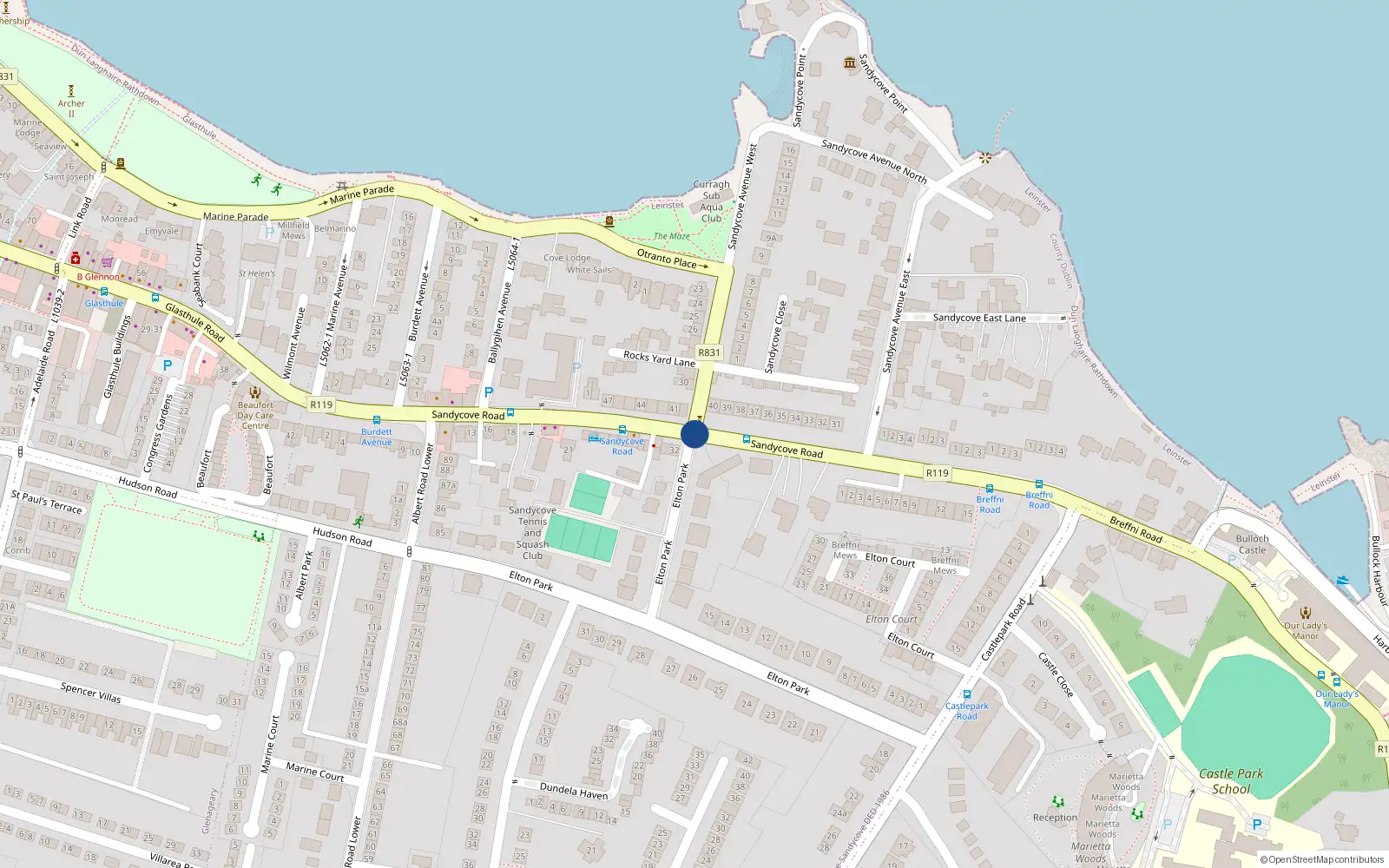 Overhead map showing the location of Apartment 3 Block A, Castlepark Gardens Apartments, Sandycove