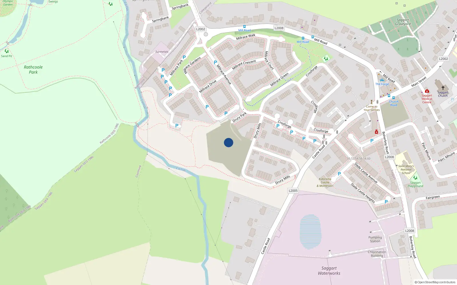 Overhead map showing the location of Apartment 3, 3 Drury Park, Saggart