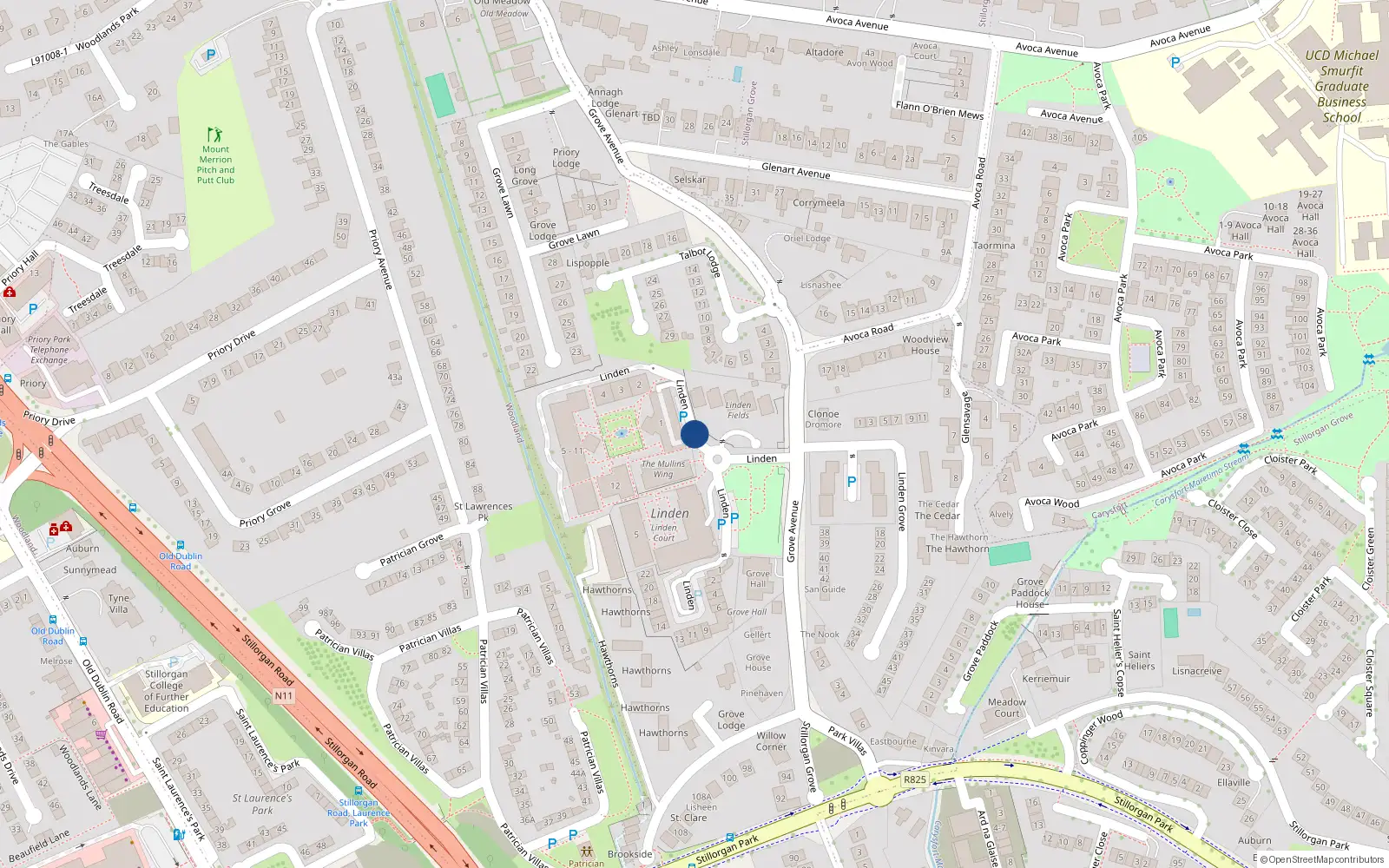 Overhead map showing the location of Apartment 3 House 12, 12 Linden Square, Blackrock