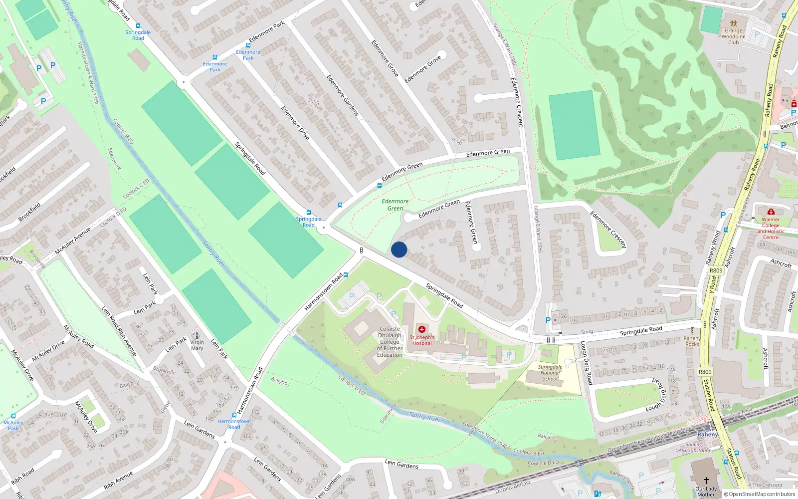 Overhead map showing the location of Apartment 3 Springdale Court, 3 Springdale Road, Dublin 5