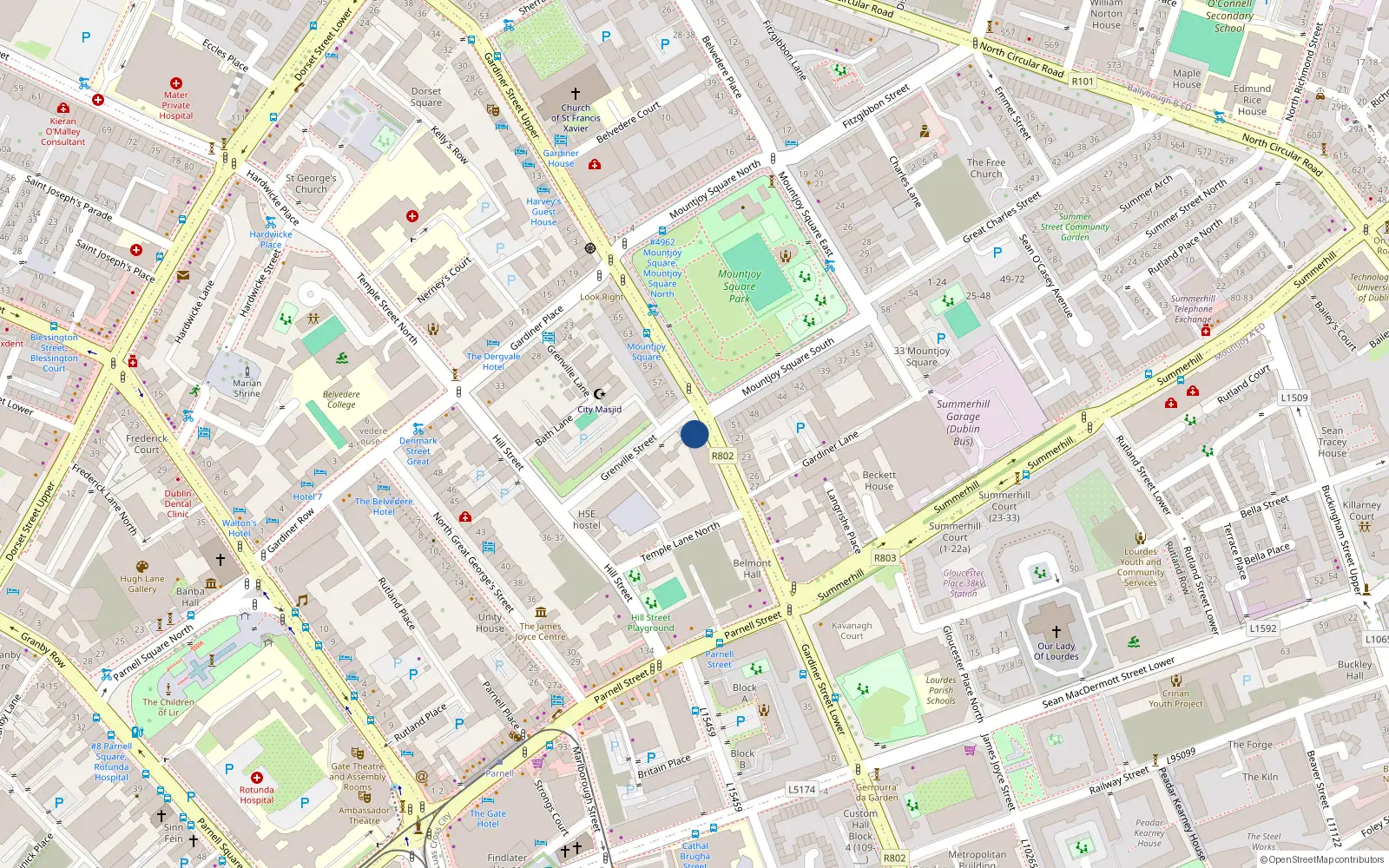 Overhead map showing the location of Apartment 30, 52 Mountjoy Square West, Dublin 1