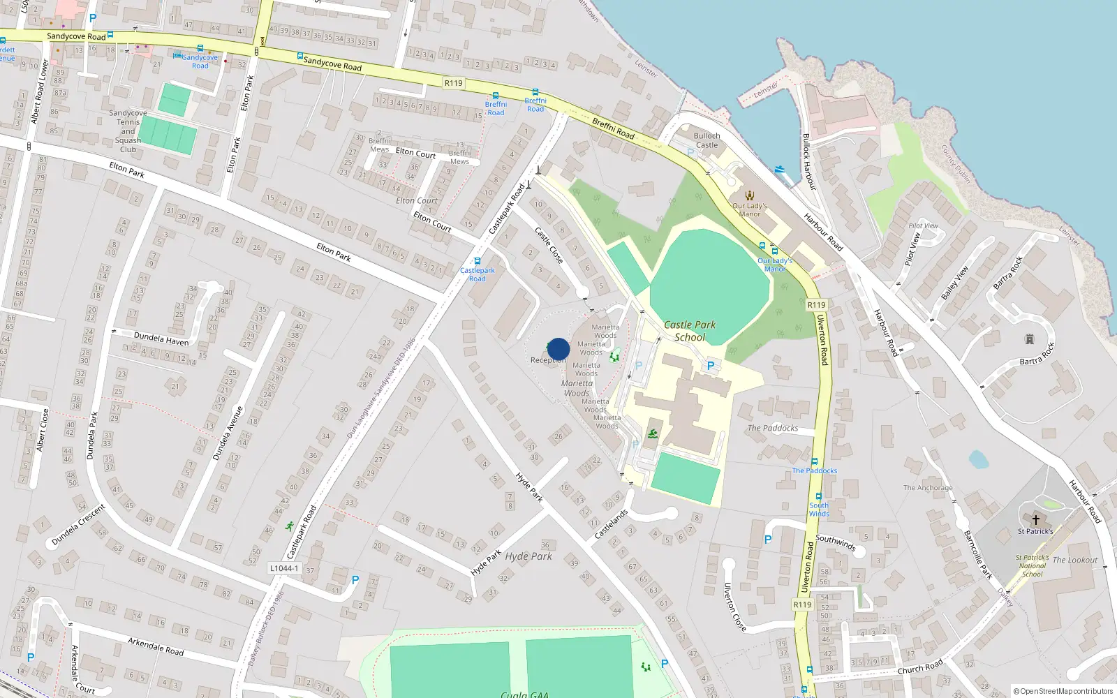 Overhead map showing the location of Apartment 301 Marietta Woods, Castle Park Road, Dalkey