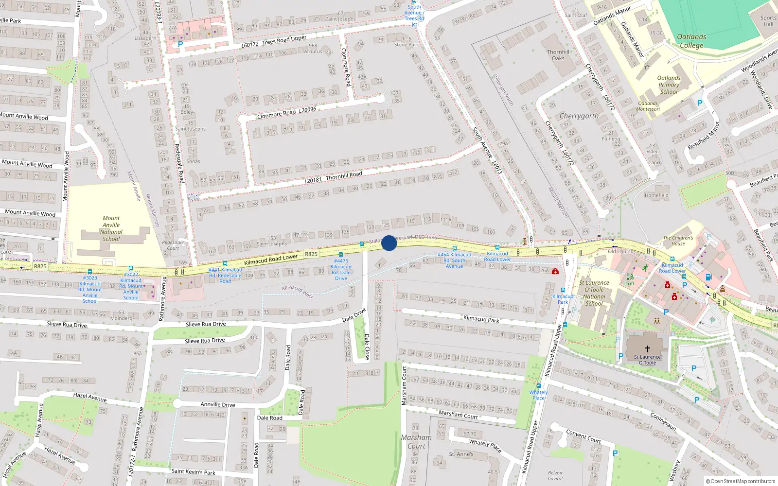 Overhead map showing the location of Apartment 33 Stillorgan Gate, Kilmacud Road, Stillorgan