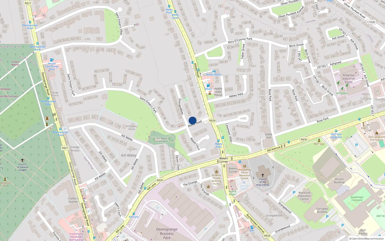 Overhead map showing the location of Apartment, 38 Abbey Road, Monkstown