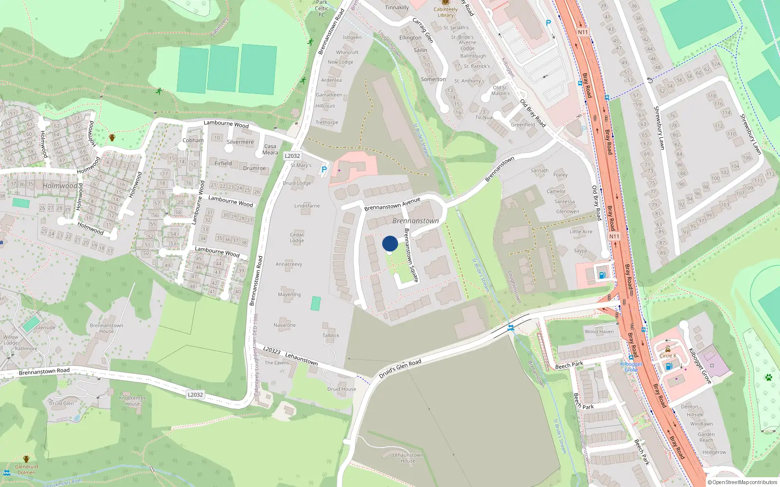Overhead map showing the location of Apartment 38 Brennanstown Square, Cabinteely, 38 Brennanstown Square, Dublin
