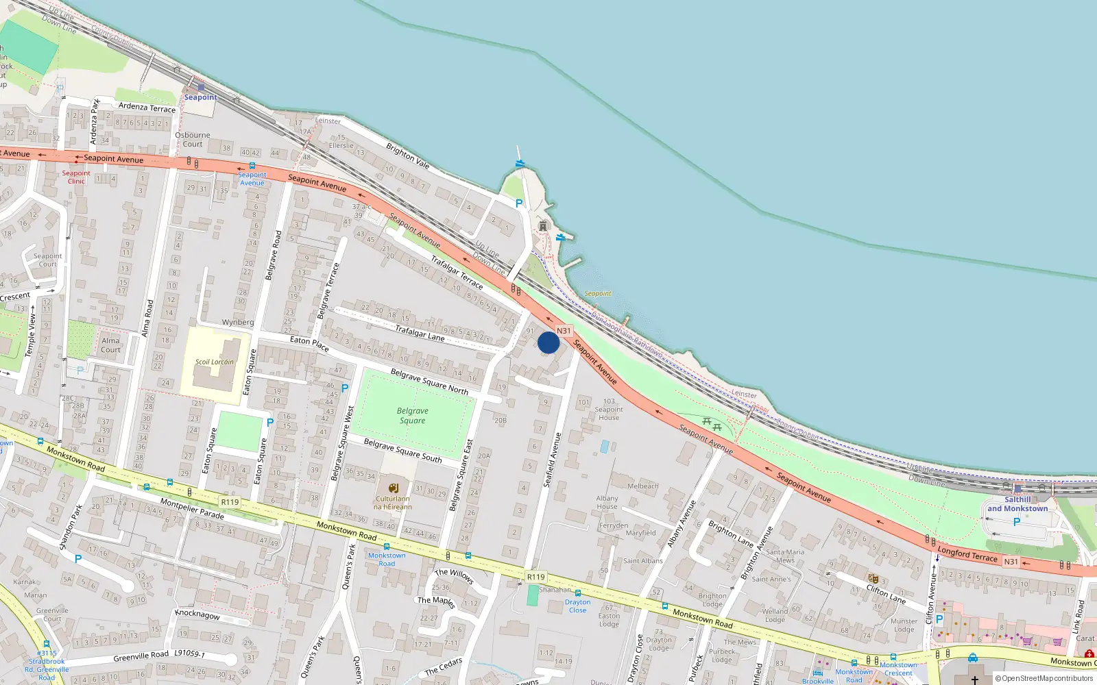 Overhead map showing the location of Apartment 4, 97 Seapoint Avenue, Blackrock