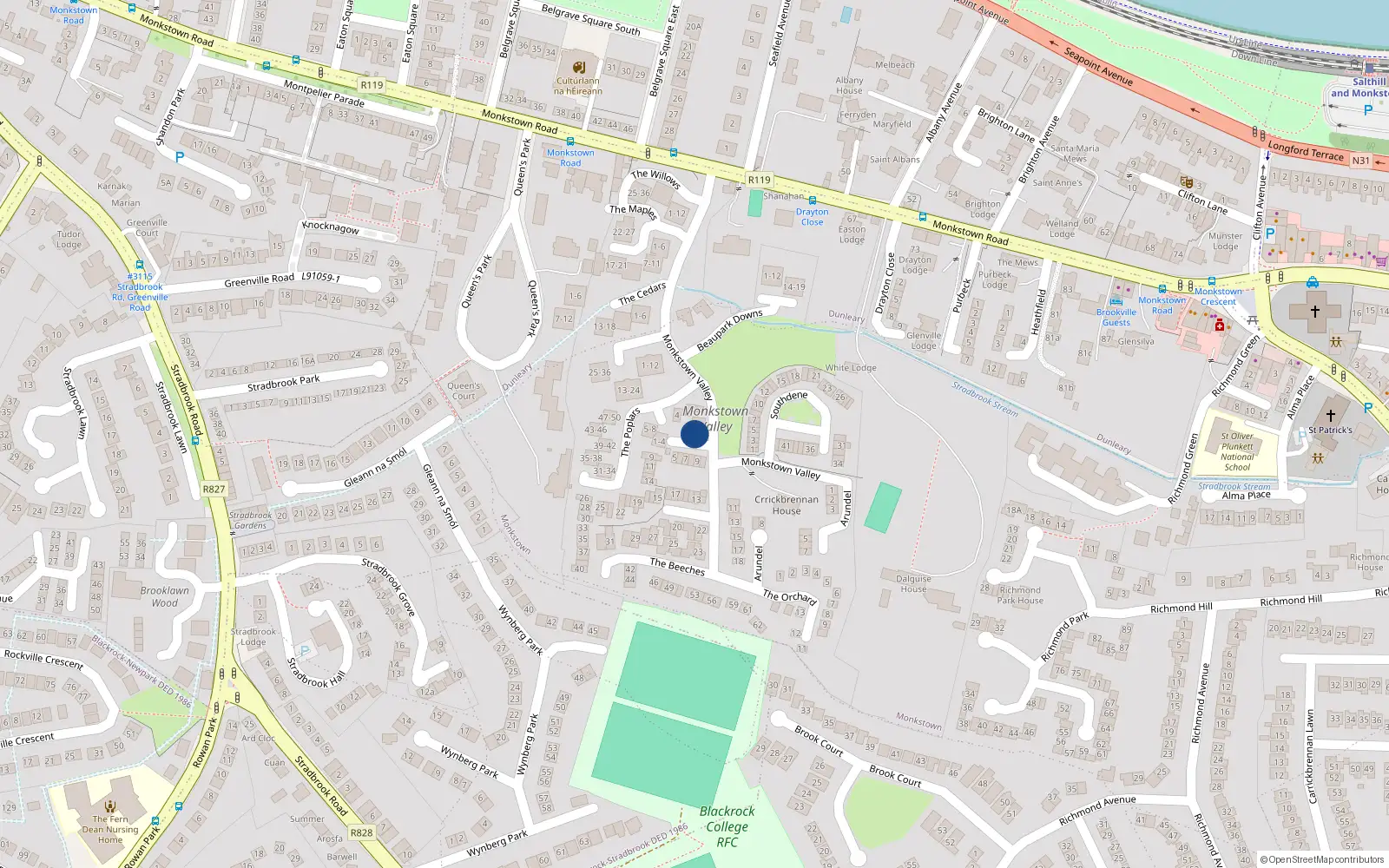 Overhead map showing the location of Apartment 4 the Beeches, Elmfield, 4 The Beeches, Leopardstown