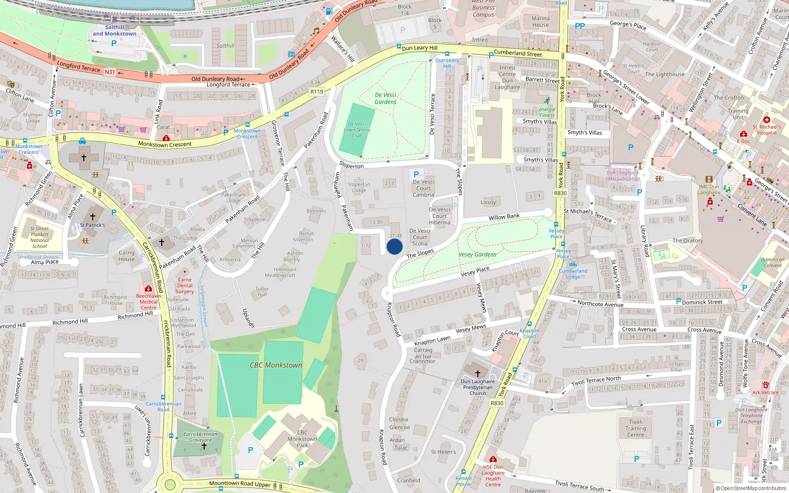 Overhead map showing the location of Apartment 44, Packenham Apartments, Monkstown