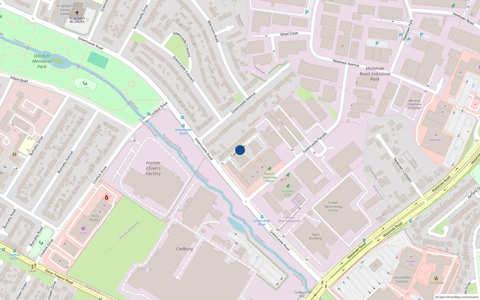 Overhead map showing the location of Apartment 45 Block B, Castle Elms, Coolock