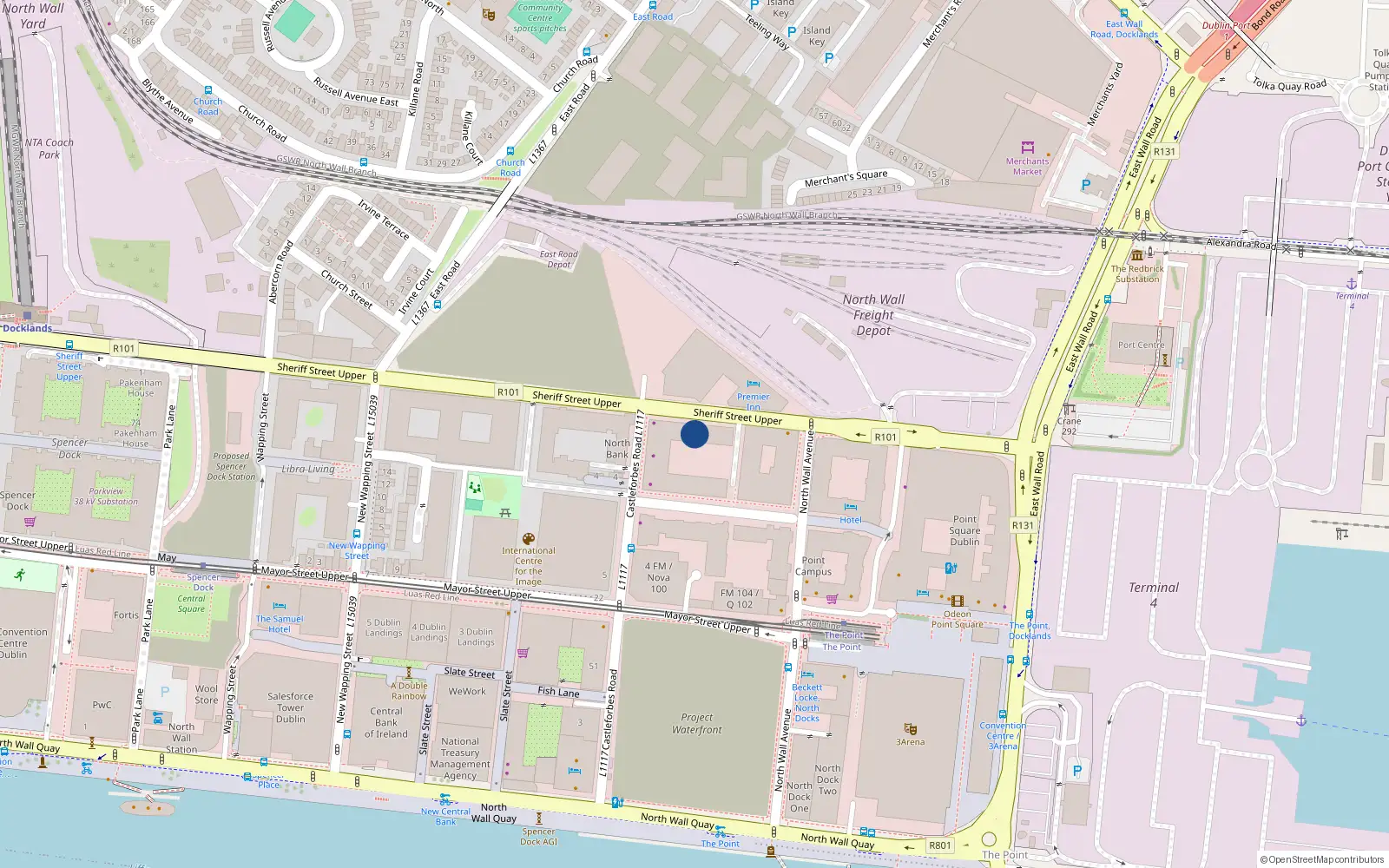 Overhead map showing the location of Apartment 48 Block A, Castleforbes Square Dublin 1, Dublin