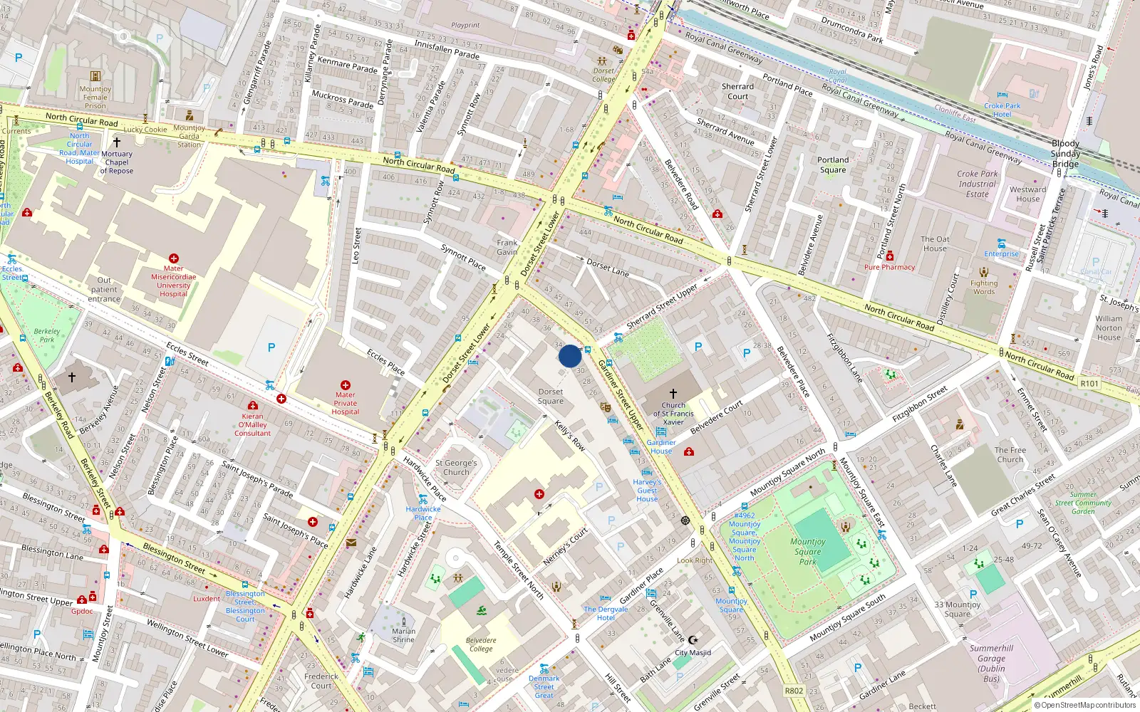 Overhead map showing the location of Apartment 5, 32/33 Upper Gardener Street, Dublin 1