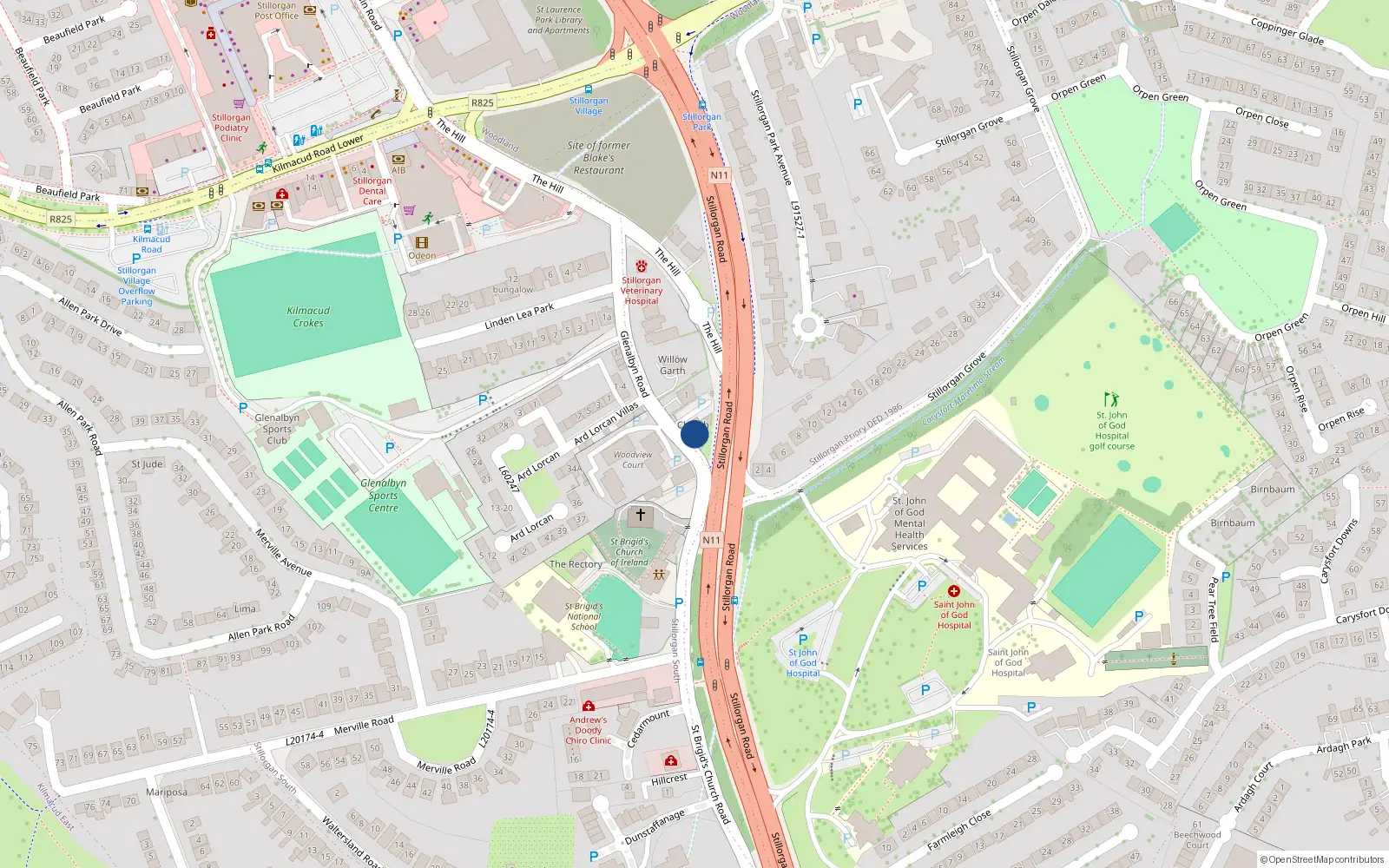 Overhead map showing the location of Apartment 5 Churchview, Glenalbyn Road, Stillorgan