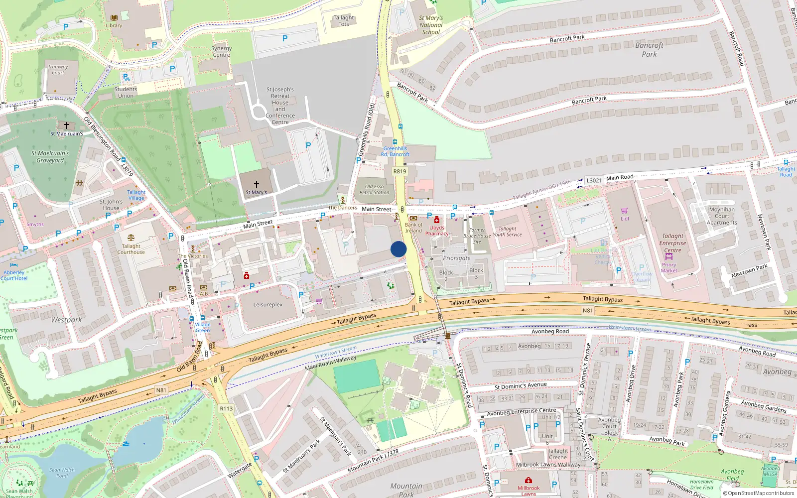 Overhead map showing the location of Apartment 5, New Bancroft Hall, Tallaght
