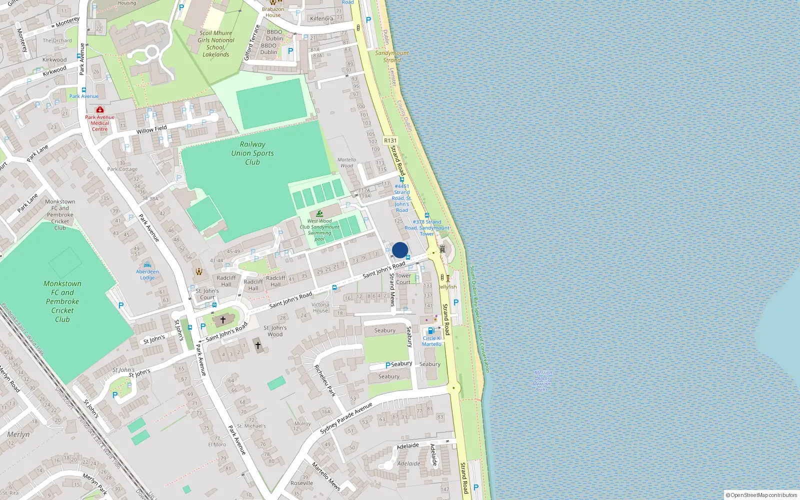 Overhead map showing the location of Apartment 5, Seamount House, Sandymount