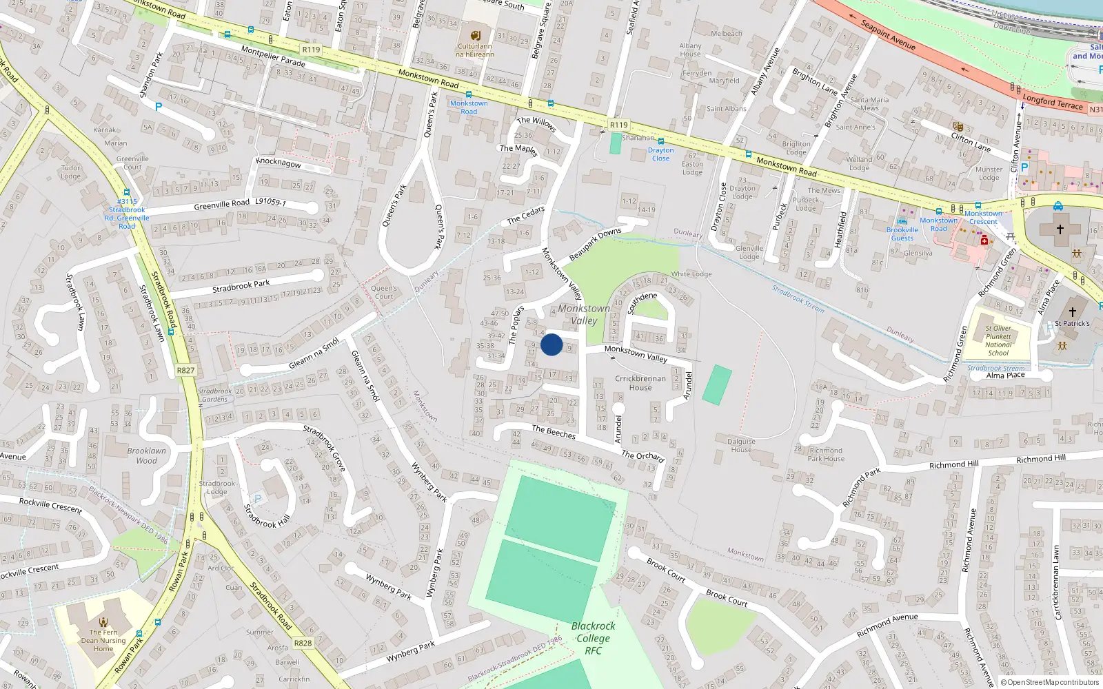 Overhead map showing the location of Apartment 5 the Beeches, Elmfield, 5 The Beeches, Leopardstown