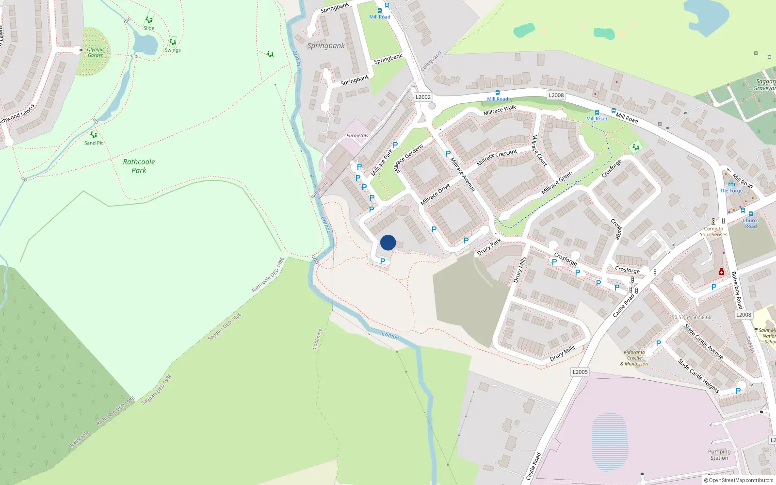 Overhead map showing the location of Apartment 5 the Ragstore, Millrace Court, Saggart