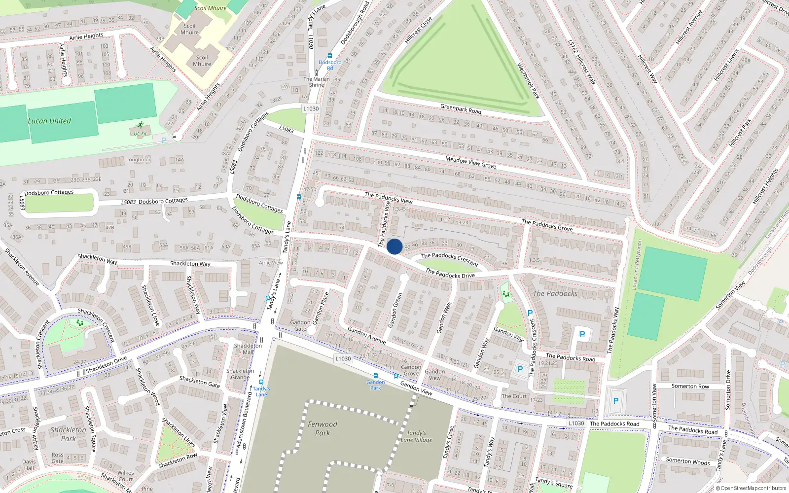 Overhead map showing the location of Apartment 54, 54 The Paddocks Drive, Lucan