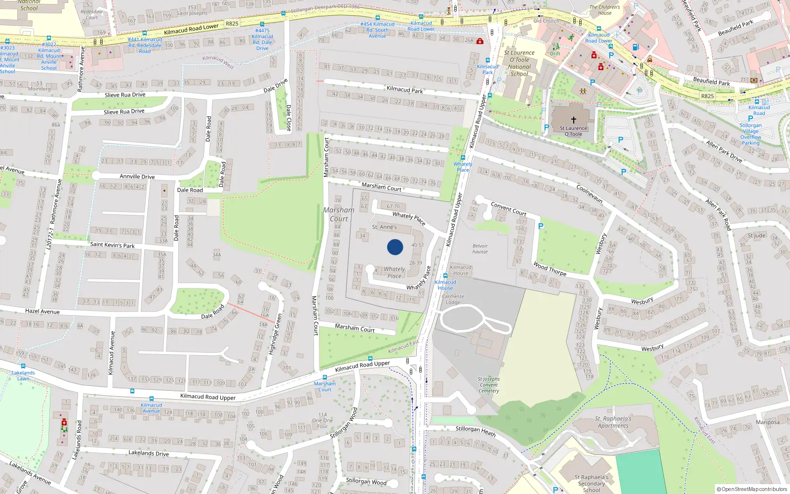 Overhead map showing the location of Apartment 57 Neptune Block, Honeypark, Dun-Laoghaire