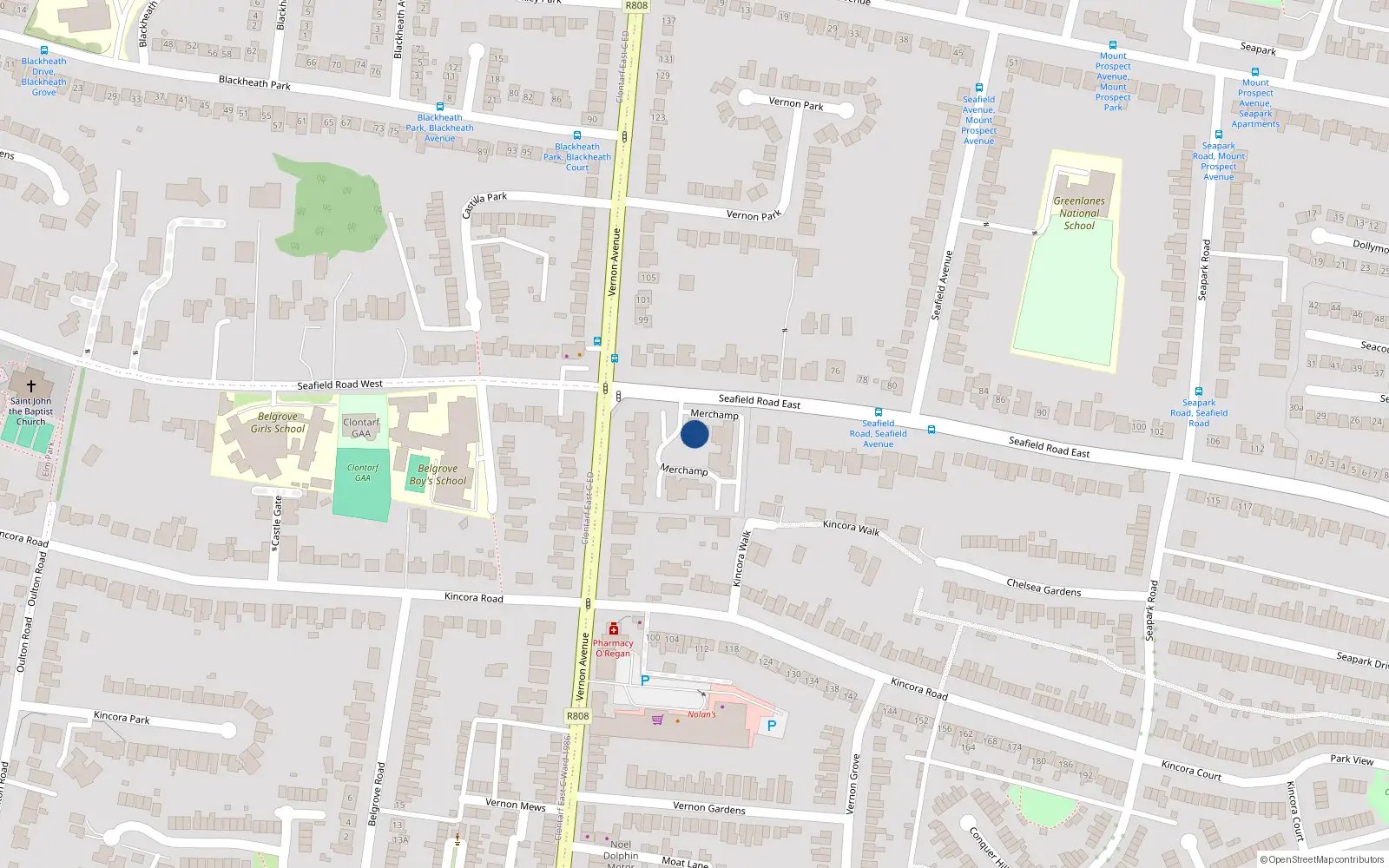 Overhead map showing the location of Apartment 59 Merchamp, Seafield Road East, Clontarf, Dublin 3