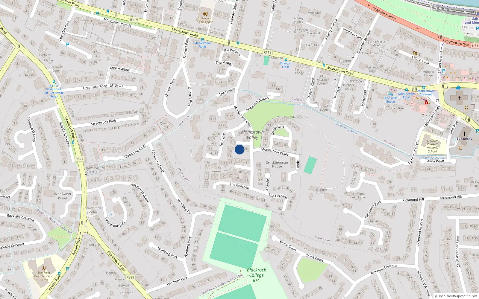 Overhead map showing the location of Apartment 6 the Beeches, Elmfield, 6 The Beeches, Leopardstown