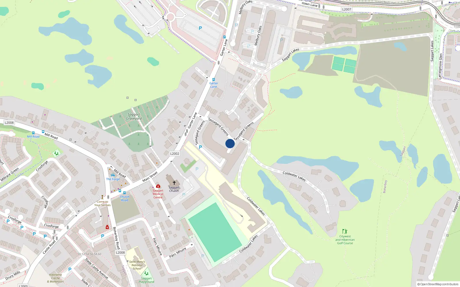 Overhead map showing the location of Apartment 6 the Sacra, Tassaggard Green, Citywest