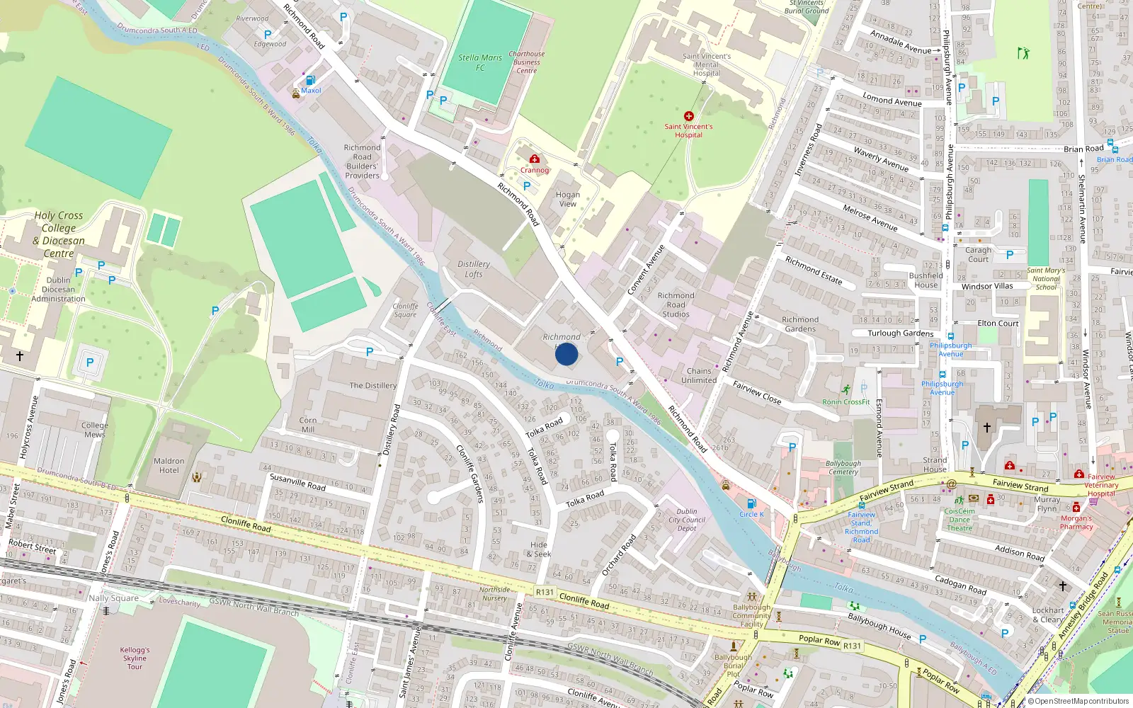 Overhead map showing the location of Apartment 60, Block 4 Richmond Hall, Richmond Road