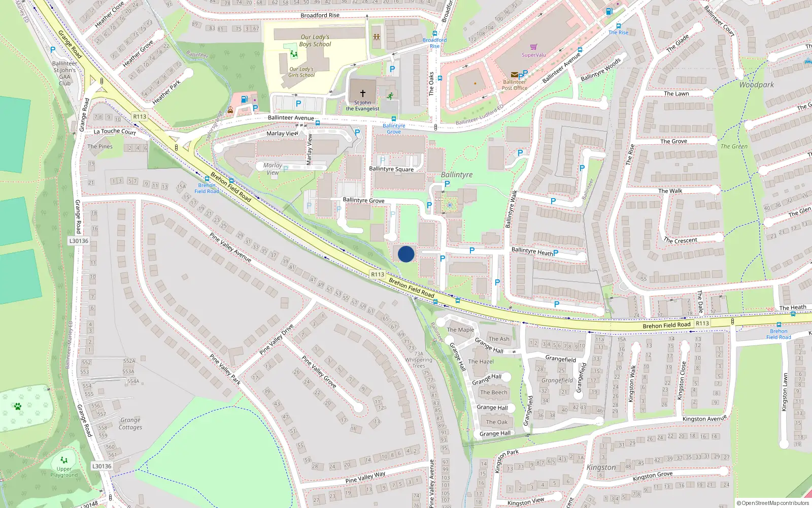 Overhead map showing the location of Apartment 66 Ballintyre Meadows, Ballinteer, 66 Ballintyre Meadows, Dublin 16