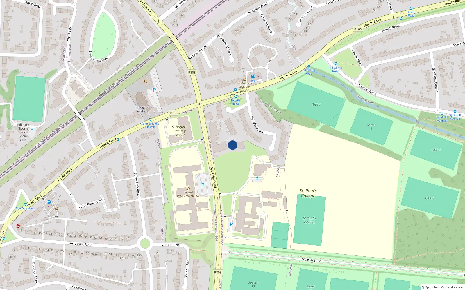 Overhead map showing the location of Apartment 68 Ardilaun Court, Sybil Hill Road, Raheny