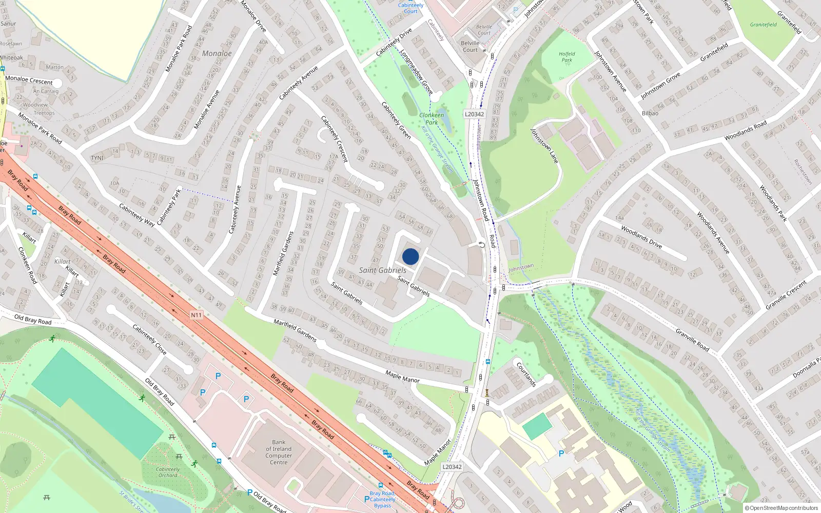 Overhead map showing the location of Apartment 68 Leona Block, Honeypark, Dun Laoghaire