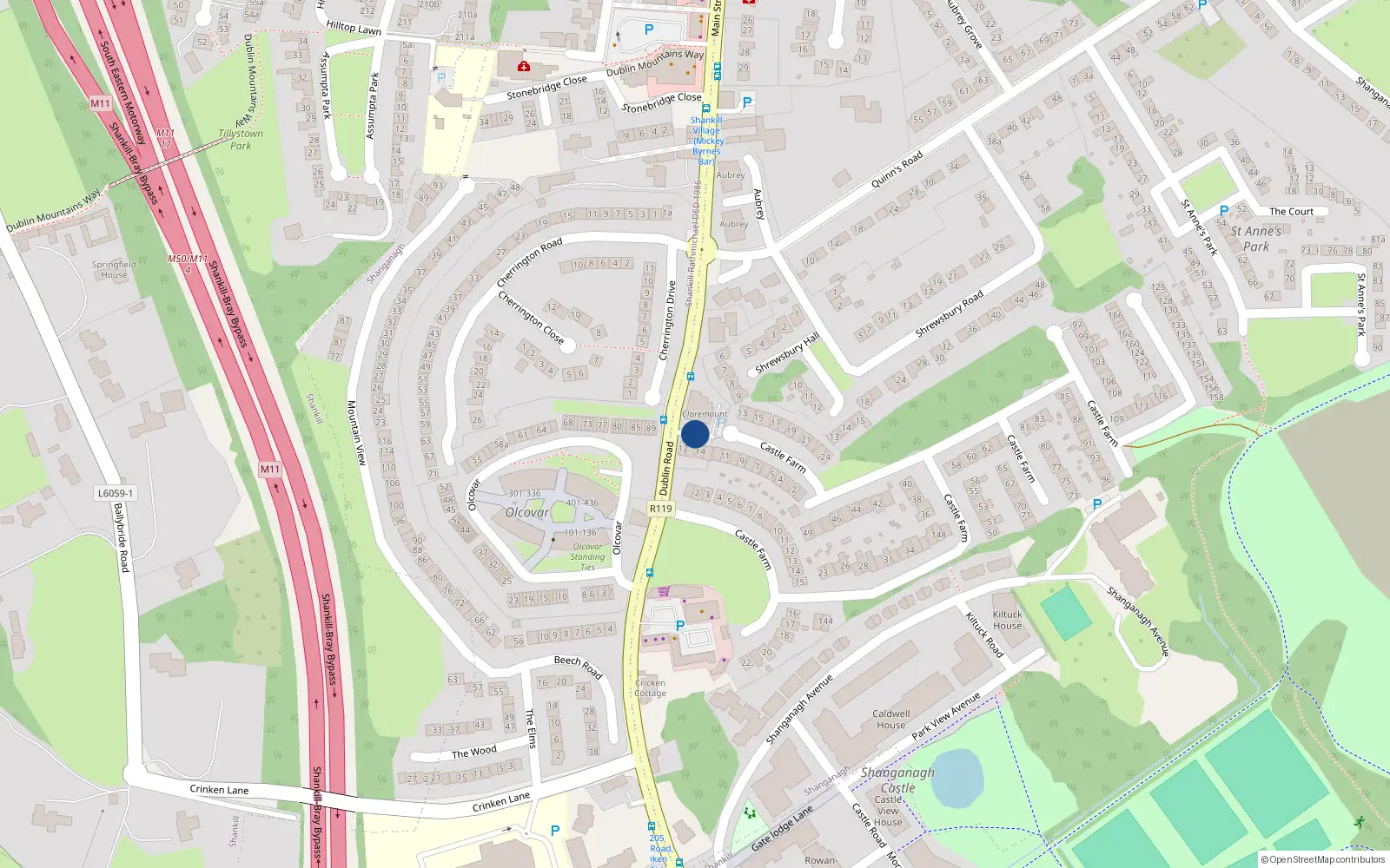 Overhead map showing the location of Apartment 7 Claremount, Dublin Road, 7 Claremount, Shankill